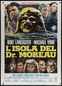 4b252 ISLAND OF DR. MOREAU Italian 1p 1977 mad scientist Burt Lancaster, different Sciotti art!