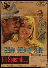 4b264 MISFITS Italian 1p 1961 best art of Marilyn Monroe, Gable & Clift, John Huston, ultra rare!