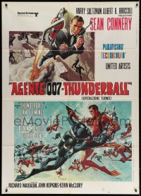 4b282 THUNDERBALL Italian 1p R1971 cool Frank McCarthy art of Sean Connery as James Bond 007!