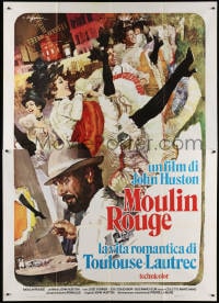 4b337 MOULIN ROUGE Italian 2p R1974 Biffignandi art of Ferrer as Toulouse-Lautrec & French dancers!