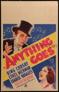 4b387 ANYTHING GOES WC 1936 art of Bing Crosby & Ethel Merman singing, songs by Cole Porter!