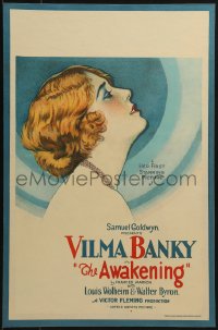 4b390 AWAKENING WC 1928 great stone litho profile of pretty Vilma Banky in her first starring role!