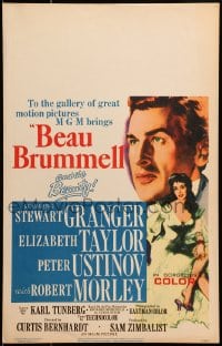 4b397 BEAU BRUMMELL WC 1954 art of sexy full-length Elizabeth Taylor & Stewart Granger!