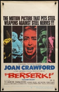 4b402 BERSERK WC 1967 crazy Joan Crawford, sexy Diana Dors, pits steel weapons vs steel nerves!