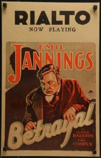 4b403 BETRAYAL WC 1929 art of Emil Jannings over title, directed by Lewis Milestone, ultra rare!