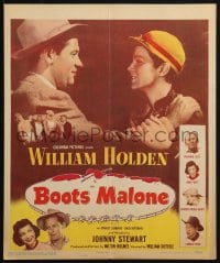 4b411 BOOTS MALONE WC 1951 close up of William Holden with young horse jockey Johnny Stewart!