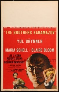 4b414 BROTHERS KARAMAZOV WC 1958 huge headshot of Yul Brynner + sexy Maria Schell & Claire Bloom!