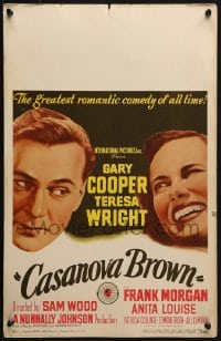 4b422 CASANOVA BROWN WC 1944 art of Gary Cooper & Teresa Wright, greatest romantic comedy of all!