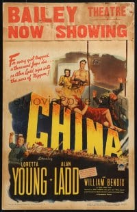 4b424 CHINA WC 1943 for every girl trapped, Alan Ladd rips into the Sons of Nippon!