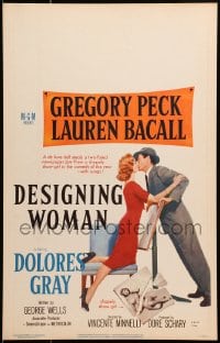 4b437 DESIGNING WOMAN WC 1957 different art of Gregory Peck & Lauren Bacall kissing, Minnelli!