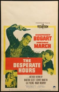4b438 DESPERATE HOURS WC 1955 Humphrey Bogart attacks Fredric March from behind, William Wyler