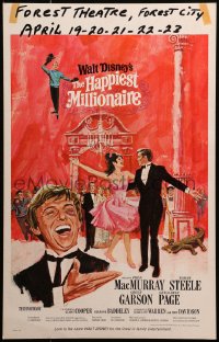 4b488 HAPPIEST MILLIONAIRE WC 1967 Disney, artwork of Tommy Steele laughing & dancing!