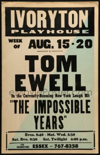 4b519 IMPOSSIBLE YEARS stage play WC 1960s Tom Ewell in the currently-running New York laugh hit!