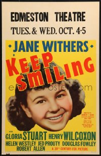 4b533 KEEP SMILING WC 1938 great portrait of happy juvenile actress Jane Withers!