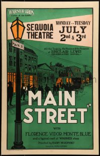 4b561 MAIN STREET WC 1923 the tragedy, the humor & the romance of Sinclair Lewis' celebrated novel!