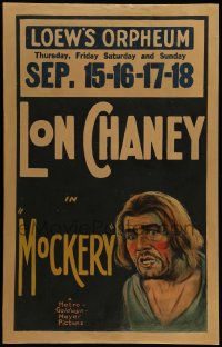 4b585 MOCKERY WC 1927 great artwork of half-witted Russian peasant Lon Chaney, ultra rare!