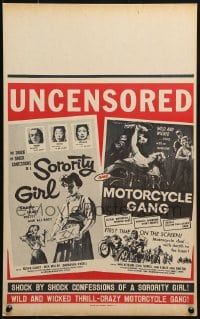 4b591 MOTORCYCLE GANG/SORORITY GIRL Benton WC 1957 AIP double-bill, uncensored, wild & wicked!