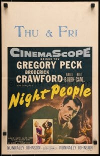 4b597 NIGHT PEOPLE WC 1954 great close up of military soldier Gregory Peck in uniform!