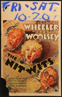 4b598 NITWITS WC 1935 great art of Wheeler & Woolsey, pretty young Betty Grable shown, ultra rare!