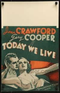 4b673 TODAY WE LIVE WC 1933 art of Joan Crawford & Gary Cooper, William Faulkner adapted his story!