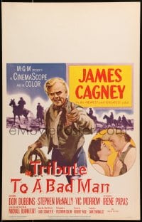 4b679 TRIBUTE TO A BAD MAN WC 1956 great art of cowboy James Cagney, pretty Irene Papas!