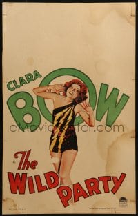 4b694 WILD PARTY WC 1929 art of Clara Bow in skimpy outfit by deco title and credits treatment!