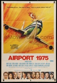 4c277 AIRPORT 1975 Aust 1sh 1974 Charlton Heston, Karen Black, G. Akimoto aviation disaster art!