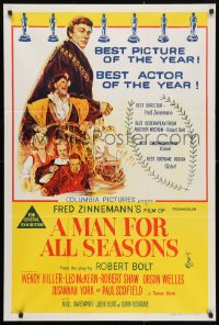 4c292 MAN FOR ALL SEASONS Aust 1sh 1966 Scofield, Robert Shaw, Best Picture Academy Award!