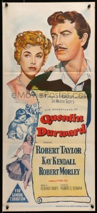 4c310 ADVENTURES OF QUENTIN DURWARD Aust daybill 1955 art of Robert Taylor & Kay Kendall!
