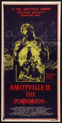 4c322 AMITYVILLE II Aust daybill 1983 The Possession, creepy horror image!