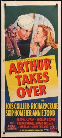 4c338 ARTHUR TAKES OVER Aust daybill 1948 Lois Collier & Richard Crane have to hide their marriage!