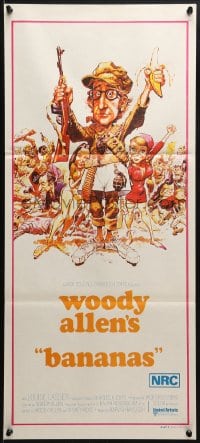 4c346 BANANAS Aust daybill 1972 great artwork of Woody Allen by E.C. Comics artist Jack Davis!