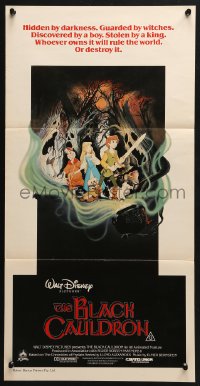 4c368 BLACK CAULDRON Aust daybill 1985 first Walt Disney CG, cool fantasy art by Paul Wenzel!