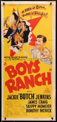 4c385 BOYS' RANCH Aust daybill 1946 art of Butch Jenkins, James Craig, Dorothy Patrick