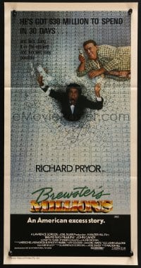 4c389 BREWSTER'S MILLIONS Aust daybill 1985 Richard Pryor & John Candy need to spend LOTS of money!