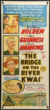 4c391 BRIDGE ON THE RIVER KWAI Aust daybill 1958 William Holden, David Lean classic, art!