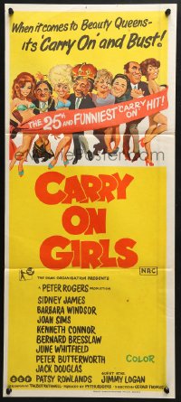 4c418 CARRY ON GIRLS Aust daybill 1973 English sex, the 25th and funniest Carry On hit!