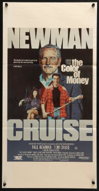 4c444 COLOR OF MONEY Aust daybill 1986 Robert Tanenbaum art of Paul Newman & Tom Cruise!