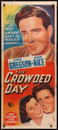 4c454 CROWDED DAY Aust daybill 1954 pretty Joan Rice, that Genevieve man's in trouble again!