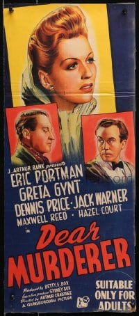 4c466 DEAR MURDERER Aust daybill 1948 Eric Portman, Greta Gynt, Hazel Court, Price, English noir!