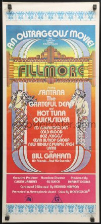 4c521 FILLMORE Aust daybill 1972 Grateful Dead, Santana, rock & roll concert, cool Byrd art!