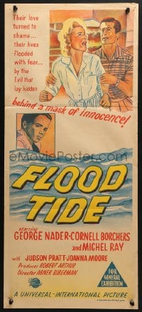 4c527 FLOOD TIDE Aust daybill 1958 their love lived in fear of a boy with a twisted hate!