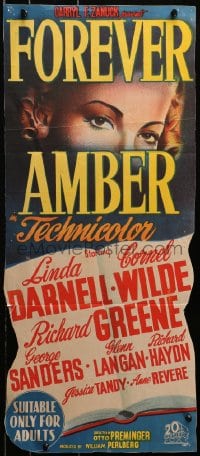 4c535 FOREVER AMBER Aust daybill 1948 art of sexy Linda Darnell, directed by Otto Preminger!