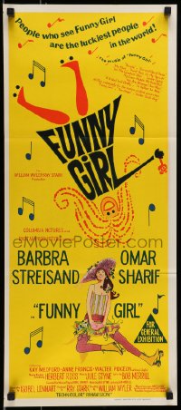 4c546 FUNNY GIRL Aust daybill 1969 hand litho of Barbra Streisand, directed by William Wyler!
