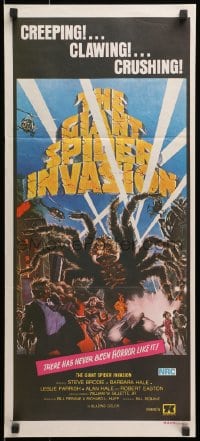 4c558 GIANT SPIDER INVASION Aust daybill 1975 great art of really big bug terrorizing city!