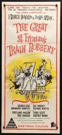 4c570 GREAT ST. TRINIAN'S TRAIN ROBBERY Aust daybill 1966 wacky artwork of hijacked train!