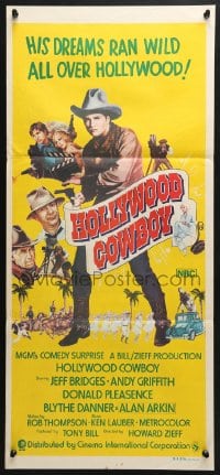 4c591 HEARTS OF THE WEST Aust daybill 1975 different image of Hollywood Cowboy Jeff Bridges!