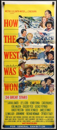 4c619 HOW THE WEST WAS WON Aust daybill 1964 John Ford, Debbie Reynolds, Gregory Peck!