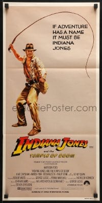 4c634 INDIANA JONES & THE TEMPLE OF DOOM Aust daybill 1984 adventurer Harrison Ford cracking whip!