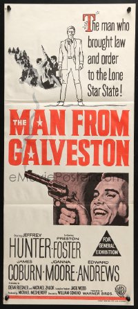 4c705 MAN FROM GALVESTON Aust daybill 1964 Conrad, Jeff Hunter brings law & order to Texas!